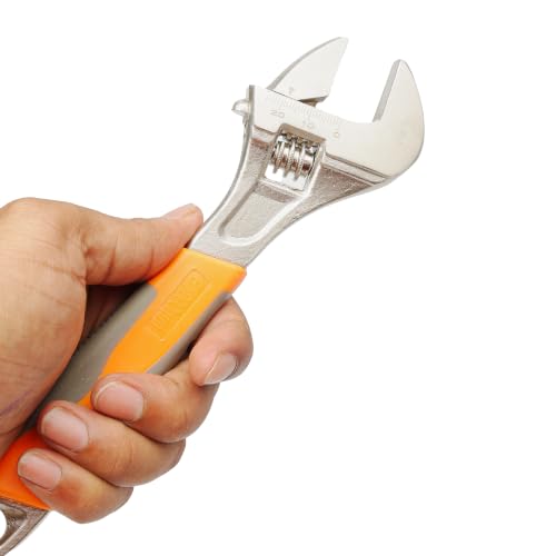 Image of SPARTAN 8 Inch Adjustable Wrench | Heavy Duty Chrome Vanadium Steel Spanner with Wide Jaw Opening | Ergonomic Anti-Slip Grip | Adjustable Monkey Wrench for Plumbing, Automotive & Home Repairs