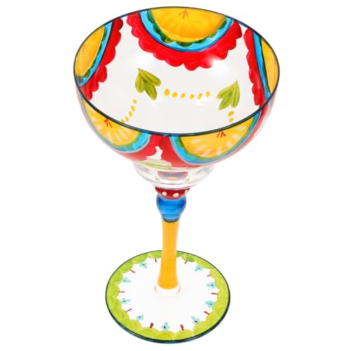 HIAKDOFT Copa Margarita Decorativa Pintada Mano Vaso Artístico Cristal para Cóctel Vino Postre Eventos Fiesta Hogar Bar