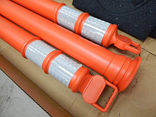 Cortina Ez Grab Delineator 45" Post, 3" Hip Collars With 10 Lb Base, 03-747Rbc-3, Orange, 3 Pack #TOP3