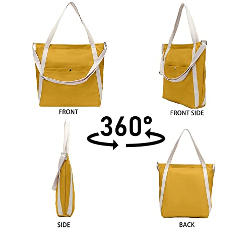 Llyliu Tote Bag For Women With Zipper Cotton Shoulder Hobo Bag Shopping Travel Work Crossbody 11" X 5.1" X 13" #TOP4