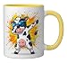 Funny Farm Animal Dab Dance | Dabbing Cow | Farmer Ceramic Mug, Yellow/White