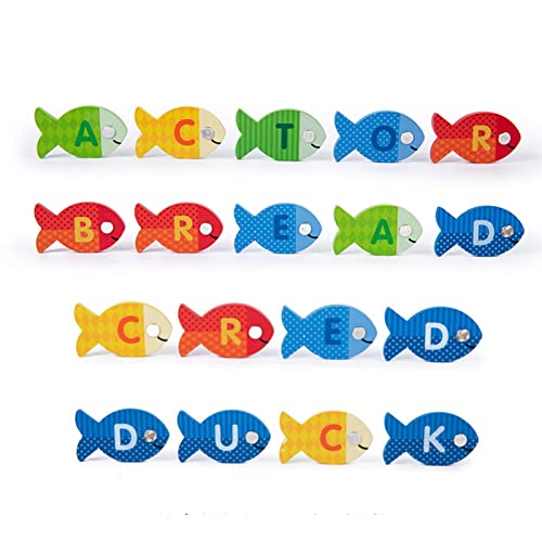 Jogo De Pesca De Madeira - Brinquedos de Cognição de Letras Montessori | Jogo de pesca com placa de