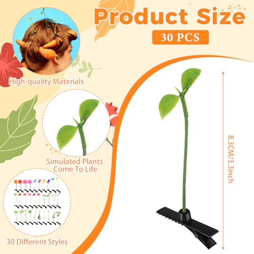 Luinabio 30 Pcs Bean Sprout Hair Clips Rave Mixed Style Plant Hairpins Hair Accessories for Party Irish(Sweet)