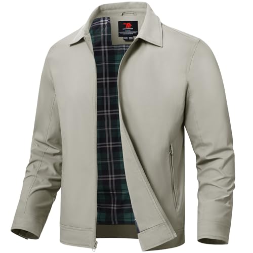 Tbmpoy Men'S Lightweight Jackets Casual Windbreaker Stylish Light Fall Spring Golf Work Dress Business Light Gray L