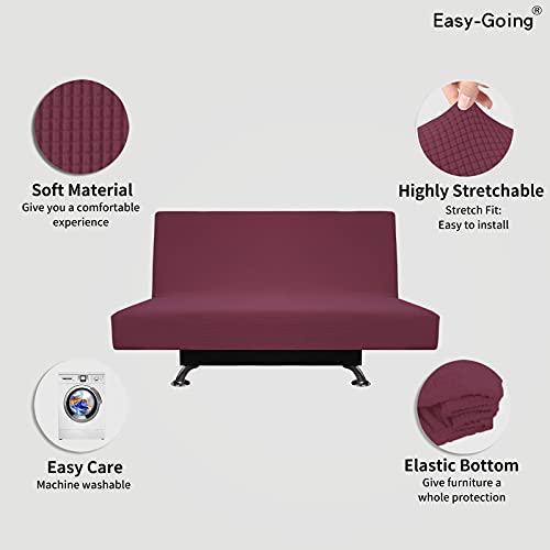 Image of Easy-Going Stretch Medium Futon Slipcover Armless Futon Cover ASH Rose