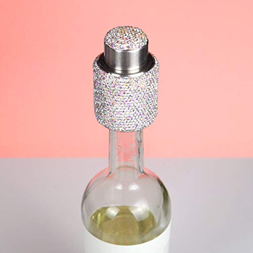 Tishaa Bling Dazzling Stylish Luxurious Rhinestone White Wine Bottle Stopper Wine Stopper, Stocking Stuffer, Christmas Gift (Long) #TOP9