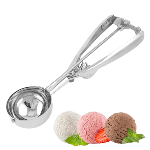 Ice Cream Scoop, Stainless Steel Paper Cupcake Spoon, Biscuit Spoon, Easy to Trigger, Easy to Clean, Uniform Size, Not Easy to Strain Hands, Suitable for Fruits, Melon Balls, Baked Products