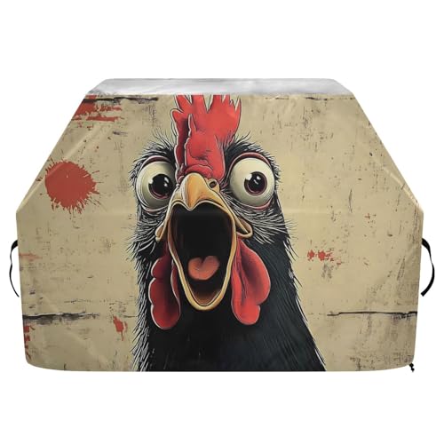 WOIWB Funny Rooster Grill Cover Waterproof, Weather and UV Resistant Barbecue Cover, 45 H x 65 L x 25 W Inch