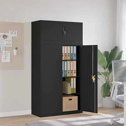 Genérico Armario archivador de Acero Negro 90x40x180 cm,Mobiliario,Armarios y Almacenamiento,Taquillas y armarios de almacenamiento-3188325
