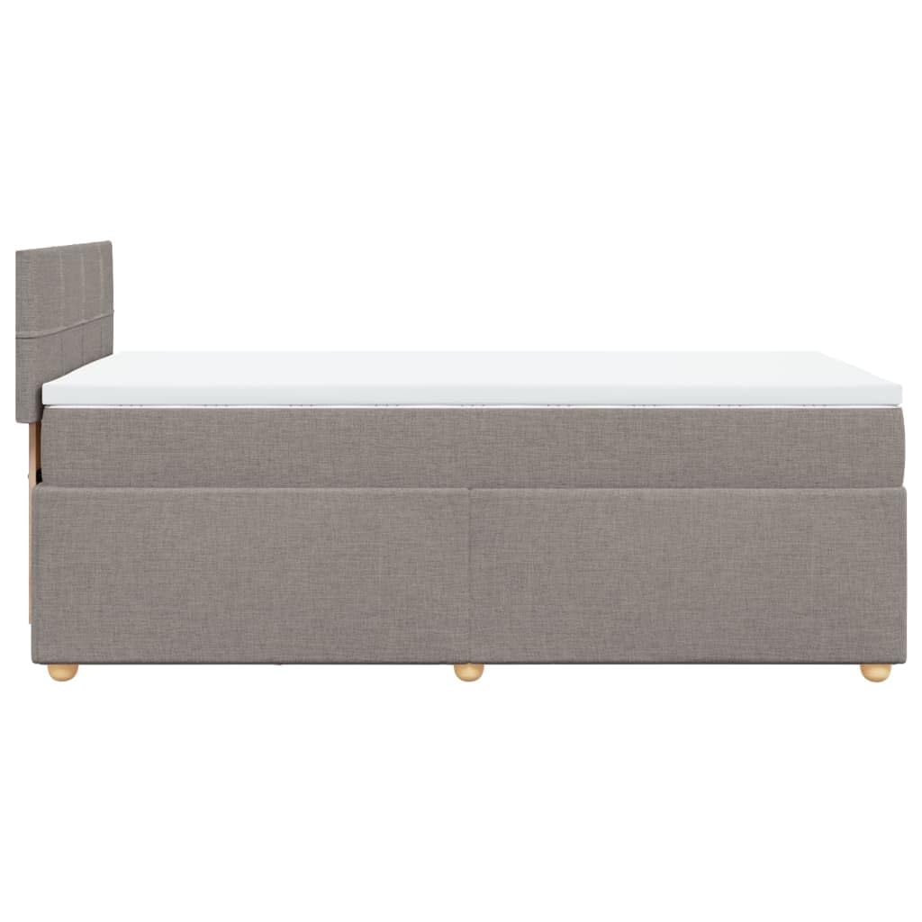 Sprężynowy materac kieszeniowy tkanina poliestrowa Taupe 100x200 cm | Łóżko kontynentalne z materacem 100x200 cm, taupe, tkanina, z topperem i stelażem