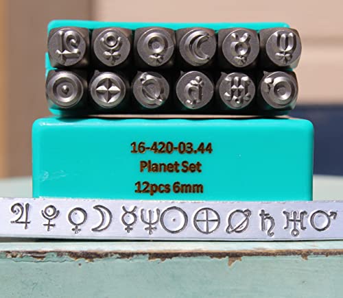 6mm Planetary Symbol Metal Punch Design 12 Stamp Set - Supply Guy - CH-Planet