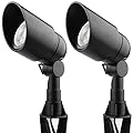 LASDISE Landscape Lighting 12V 5W LED Landscape Spotlight Cast-Aluminum Waterproof Outdoor Low Voltage 450 Lumen Warm White for Garden, Lawn, Porch, Patio and Yard (2 Pack, Black)