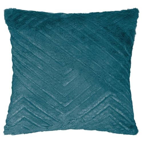 Atmosphera - Coussin - Effet Fourrure - Bleu Canard - 45x45 cm