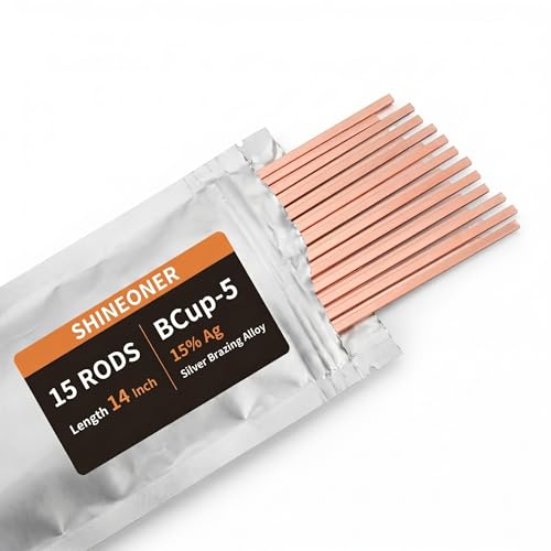 BCuP-5 15% Silver Brazing Rod 15 PCS Flat 0.050 x 1/8 x 14 HVAC Copper Tube Repair for Air Conditioning Refrigeration & Cold Storage Flux Required for Brass