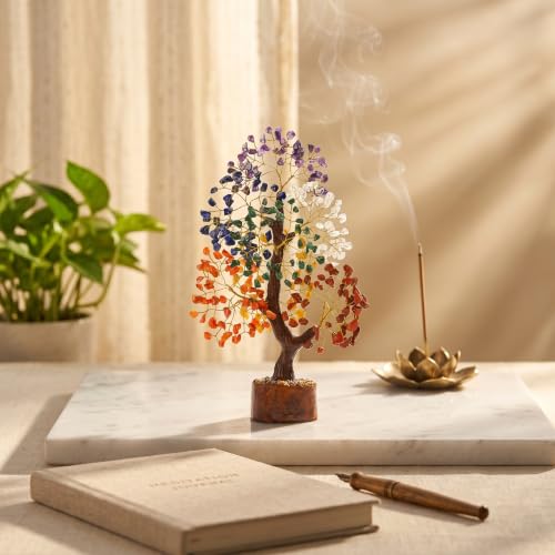 Image of Crocon Crystal Tree of Life 7 Chakra Healing Crystal Trees, Birthday Gifts Women, Sister & Mom | Home Decor, Gemstone Trees for Positive Energy, Good Luck Office Desk Decor, Housewarming Gift Home