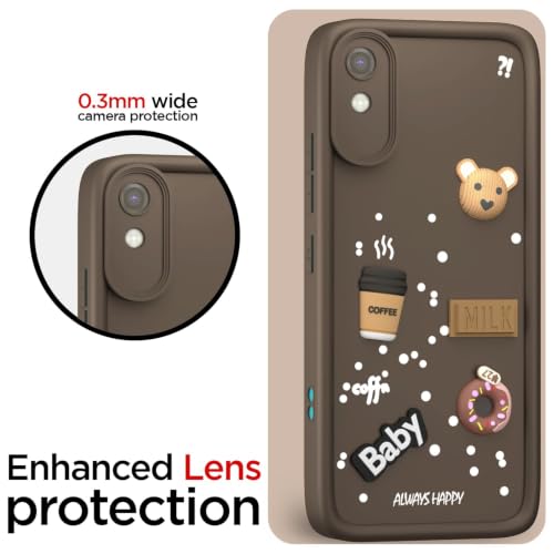 Image of Bintage Cute Fun Ball | Taddy Cartoon 3D Smiley Coffee Cup | Milk Donut | Full Camera Protection Back Cover Compatible for Redmi 9i / 9i Sport / 9A - Brown