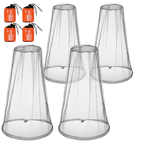 HESTYA 4 Pack Red para Cabeza contra Mosquitos, Tamaño Regular y Grande, Gris miniatura 1
