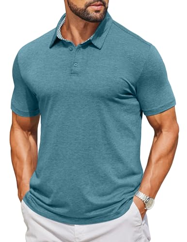 Polo décontracté à manches courtes Coofandy avec col boutonné élégant pour homme