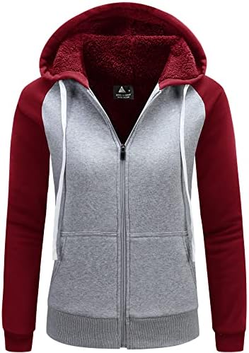 ZITY Sweatjacke Damen mit Kapuze Zipper Hoodie Fleecejacke Gefüttert Warme Winterjacke mit Reißverschluss Sweatshirtjacke Pullover mit Fleecefutter Kapuzenjacke für Herbst Winter C