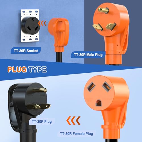 Image of Nilight 30 Amp RV Y Splitter Adapter Cord 30A Male Plug to Two 30A Female Receptacle NEMA TT-30P TT-30R Pure Copper Heavy Duty Heavy Duty STW 10 AWG Cable for RV Camper Generator