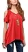 Urban CoCo Women's Vogue Shoulder Off Wide Hem Design Top Shirt - X-Large - Red