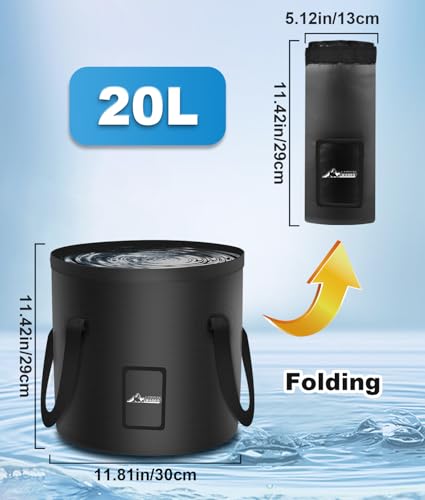 Ducha portátil WADEO para camping, bomba recargable de 6000mAh, cabezal filtrado y cubeta plegable de 5 galones, para exteriores, senderismo, playa, viaje, lavado de autos y mascotas miniatura 4