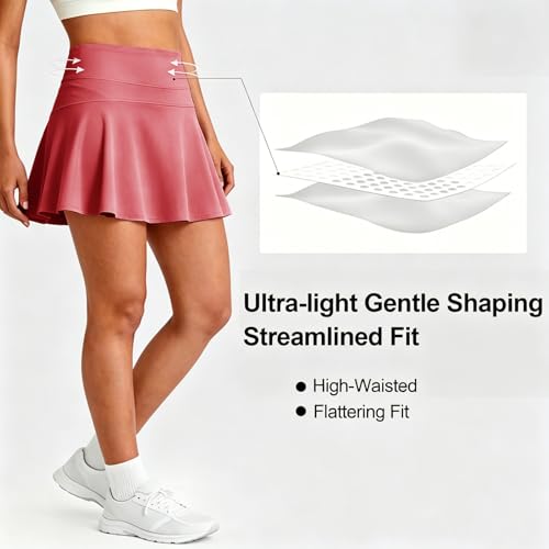 M MAELRE Pleated Tennis Skirt for Women with Pockets Lightweight Shorts Athletic Skort for Pickleball Sports Pink - image 4