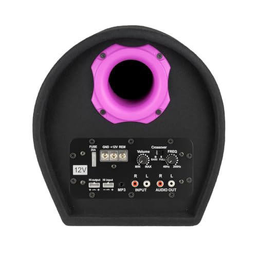 Image of 10 Inch D-Shaped Car Bass Tube | Built-in Amplifier | Dual Voice Coil | Plug & Play | Pink