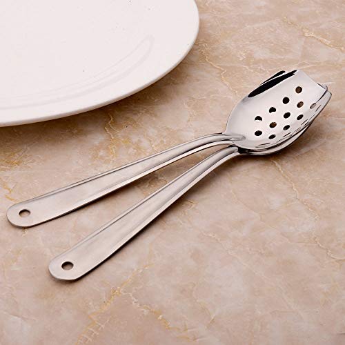 Imeea Flat Bottom Serving Spoon 18/8 Stainless Steel Slotted Spoon 10-Inch Flat Edge Spoon Cooking Spoon, Set Of 2 #TOP5