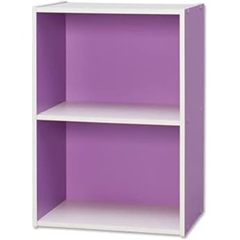 Iris Ohyama Color Box Storage Shelf CX-2, Bookcase, Shelves, TV Stand, Living Alone, Color Shelves, 2 Tiers, Storage Box, Storage, Case, Stylish, Rack, Cosmetics Storage Bookshelf, W x D x H 16.3 x 11.4 x 23.4 inches 41.5 x 29 x 59.5 cm, Purple, Off White.
