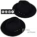 FUNGORGT Women Classic Black Fedora Hat Belt Buckle Wool Wide Brim Fedora Hat