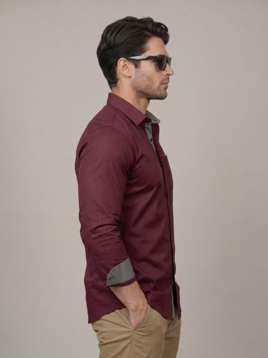 Image of Diverse Men's Cotton Blend Shirt with Pocket Design Spread Collar Full Sleeves Regular Fit and Standard Length | Comfortable Cotton Casual Shirt for Man