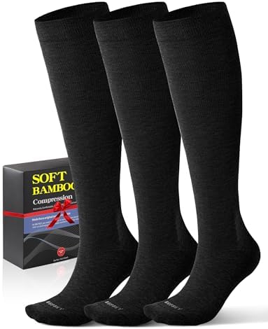 Soft Bamboo Viscose Compression Socks for Women Men 18-25mmHg - Knee High Support for Daily, Flying, Travel, Nurses