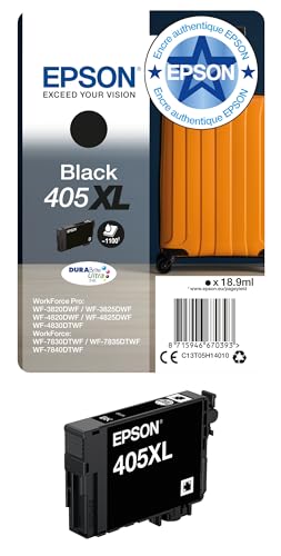 Epson 405XL Black Suitcase High Yield Genuine, DURABrite Ultra Ink,XL High Capacity