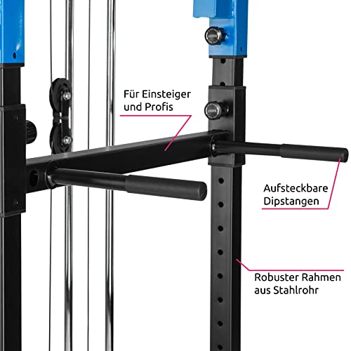 tectake® Kraftstation, mit Latzugmaschine, Fitnessstation, Power Rack, Power Cage, Klimmzugstange,...