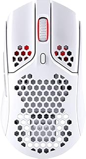 HyperX Pulsefire Haste  Wireless Gaming Mouse  Ultra Lightweight, 62g, 100 Hour Battery Life, 2.4Ghz Wireless, Honeycomb Shell, Hex Design, Up to 16000 DPI, 6 Programmable Buttons  White and Pink