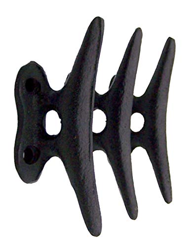 Nautical Black Cast Iron Boat Cleat Wall Hooks, 3.5 Inches, Set Of 3 #TOP2