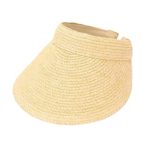 MapleLeaf Women's Natural Straw Sun Visor, Summer Travel Visor, One Size-Medium