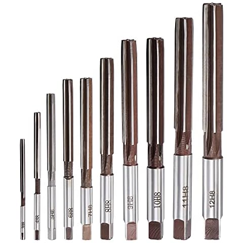 sourcing map 10Stk Handreibahle Set H8 6 Nuten Zylinderschaft Fräser 3/4/5/6/7/8/9/10/11/12mm Cover