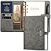 Leather Binder Journal Refillable Notebook Undated Calendar 6 Ring Spiral Ruled Notebook Diary A5 Hasp Loose Leaf Planner Light Gray
