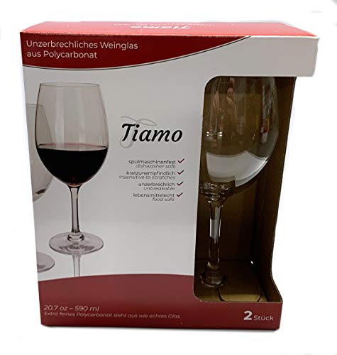 Foto von Moritz Timo Camping Gläser Polycarbonat 2 Stück bruchfest Rotwein Gläser kratzfest Weingläser 590 ml Rotweingläser