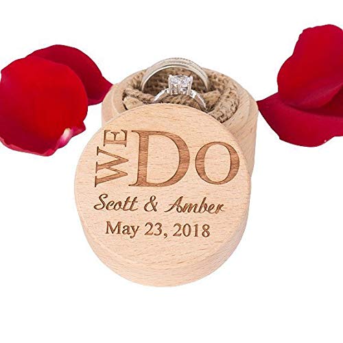 C-US-lmf379581 Caja de Anillos de Boda, Caja de Madera para Anillo de Boda, Caja de Anillo de Compromiso, Caja de Anillos grabada, Caja de Anillos