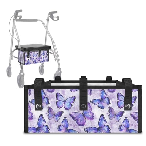 Goncariar Walker Basket Under Seat Rollator Storage Bag Butterfly Basket for Walkers for Seniors Detachable Folding Walker Accessories