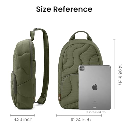 tomtoc 10L Puffy Sling Bag Backpack for Women Trendy, Quilted Padded Crossbody Bag for 11-inch iPad, iPad Air M3/M2, iPad Pro M4/M2/M1, Nintendo Switch 2, Lightweight Puffer Travel Chest Bag Daypack3