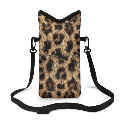 Image of Women Men Crossbody Phone Bag Lightweight Neoprene Cellphone Case Waterproof Phone Carry Pouch for iPhone 15 /14 / 13 Pro Max, for Samsung S24, S23+, A25, A35, Leopard Print Pattern