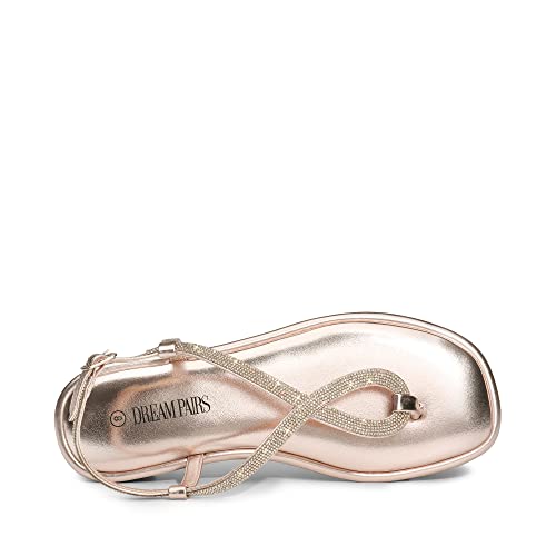 DREAM PAIRS Women's Flat Sandals Dressy Rhinestone Thong Ankle Strap Summer Gladiator Sandals3