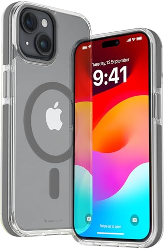 Image of Vaku Luxos Thermoplastic Polyurethane Apex Magpro Back Cover Case For iPhone 15 Plus Shockproof Scratch Resistant Slim Thin Military-Grade Protection Support Mag-Safe Wireless Magnetic Charging -Grey