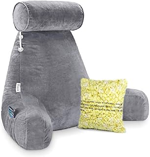 Vekkia Premium Soft Reading & Bed Rest Pillow with Higher Support Arm, Pocket