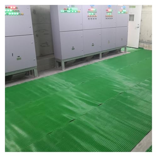Substation Electrical Insulated Rubber Mats, Dielectric Rubber Indoor Mat 6kV 10kV 15kV 25kV 35kV High Voltage Resistance, for Factory/Distribution Room/Power Supply Station(Green,LxWxT 5' x 3 1/5'