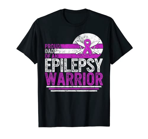 Proud Dad Of An Epilepsy Warrior Awareness - Cinta morada para hijo Camiseta